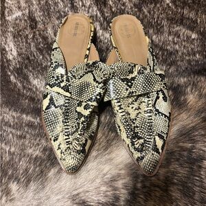 Kendall + Kylie Pointed Snake-Print Slip-On Mules - Black & Cream
